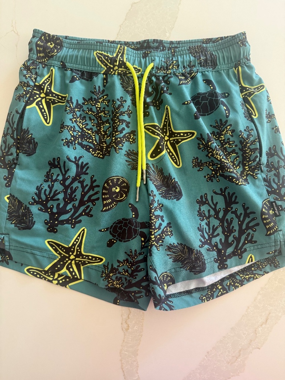 Maamgic Men's Swimsuit 5 inch inseam, Green- Sea World, Size XS